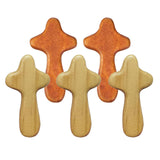 Maxbell 5Pcs Wood Hand Crosses Collectible Home Jesus Ornament Portable Prayer Cross