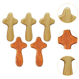 Maxbell 5Pcs Wood Hand Crosses Collectible Home Jesus Ornament Portable Prayer Cross