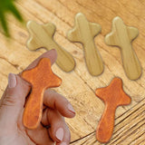 Maxbell 5Pcs Wood Hand Crosses Collectible Home Jesus Ornament Portable Prayer Cross