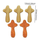 Maxbell 5Pcs Wood Hand Crosses Collectible Home Jesus Ornament Portable Prayer Cross