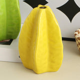 Maxbell Ceramic Flower Vase Decor Starfruit Shaped Unique for Bedroom Desktop Office Yellow