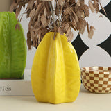 Maxbell Ceramic Flower Vase Decor Starfruit Shaped Unique for Bedroom Desktop Office Yellow