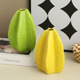 Maxbell Ceramic Flower Vase Decor Starfruit Shaped Unique for Bedroom Desktop Office Yellow