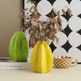 Maxbell Ceramic Flower Vase Decor Starfruit Shaped Unique for Bedroom Desktop Office Yellow
