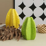 Maxbell Ceramic Flower Vase Decor Starfruit Shaped Unique for Bedroom Desktop Office Yellow