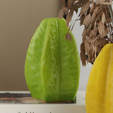 Maxbell Ceramic Flower Vase Decor Starfruit Shaped Unique for Bedroom Desktop Office Green
