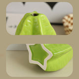 Maxbell Ceramic Flower Vase Decor Starfruit Shaped Unique for Bedroom Desktop Office Green