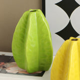 Maxbell Ceramic Flower Vase Decor Starfruit Shaped Unique for Bedroom Desktop Office Green
