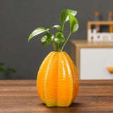 Maxbell Fruit Shaped Ceramic Flower Vase Home Decor Unique for Bedroom Shelf Wedding Carambola 9.5x11.7cm