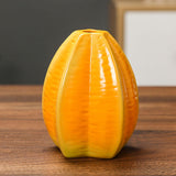 Maxbell Fruit Shaped Ceramic Flower Vase Home Decor Unique for Bedroom Shelf Wedding Carambola 9.5x11.7cm