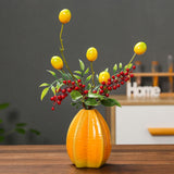 Maxbell Fruit Shaped Ceramic Flower Vase Home Decor Unique for Bedroom Shelf Wedding Carambola 9.5x11.7cm