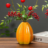 Maxbell Fruit Shaped Ceramic Flower Vase Home Decor Unique for Bedroom Shelf Wedding Carambola 9.5x11.7cm
