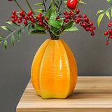 Maxbell Fruit Shaped Ceramic Flower Vase Home Decor Unique for Bedroom Shelf Wedding Carambola 9.5x11.7cm