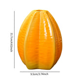 Maxbell Fruit Shaped Ceramic Flower Vase Home Decor Unique for Bedroom Shelf Wedding Carambola 9.5x11.7cm