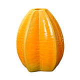 Maxbell Fruit Shaped Ceramic Flower Vase Home Decor Unique for Bedroom Shelf Wedding Carambola 9.5x11.7cm