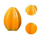 Maxbell Fruit Shaped Ceramic Flower Vase Home Decor Unique for Bedroom Shelf Wedding Carambola 9.5x11.7cm