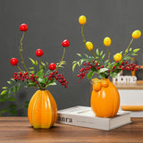 Maxbell Fruit Shaped Ceramic Flower Vase Home Decor Unique for Bedroom Shelf Wedding Carambola 9.5x11.7cm