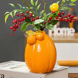 Maxbell Fruit Shaped Ceramic Flower Vase Home Decor Unique for Bedroom Shelf Wedding Orange 10.2cmx12.3cm