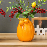 Maxbell Fruit Shaped Ceramic Flower Vase Home Decor Unique for Bedroom Shelf Wedding Orange 10.2cmx12.3cm