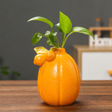Maxbell Fruit Shaped Ceramic Flower Vase Home Decor Unique for Bedroom Shelf Wedding Orange 10.2cmx12.3cm