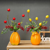 Maxbell Fruit Shaped Ceramic Flower Vase Home Decor Unique for Bedroom Shelf Wedding Orange 10.2cmx12.3cm