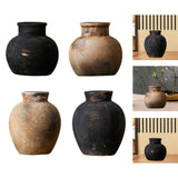 Maxbell Rustic Ceramic Vase Wabi Sabi Table Centerpiece Office Farmhouse Flower Vase Black 15x15x14cm