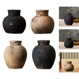 Maxbell Rustic Ceramic Vase Wabi Sabi Table Centerpiece Office Farmhouse Flower Vase Black 15x15x14cm