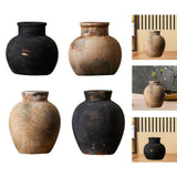 Maxbell Rustic Ceramic Vase Wabi Sabi Table Centerpiece Office Farmhouse Flower Vase Black 15x15x14cm