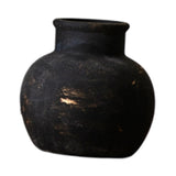 Maxbell Rustic Ceramic Vase Wabi Sabi Table Centerpiece Office Farmhouse Flower Vase Black 15x15x14cm