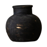 Maxbell Rustic Ceramic Vase Wabi Sabi Table Centerpiece Office Farmhouse Flower Vase Black 15x15x14cm