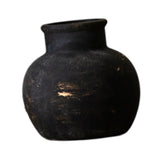 Maxbell Rustic Ceramic Vase Wabi Sabi Table Centerpiece Office Farmhouse Flower Vase Black 15x15x14cm