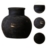 Maxbell Rustic Ceramic Vase Wabi Sabi Table Centerpiece Office Farmhouse Flower Vase Black 15x15x14cm