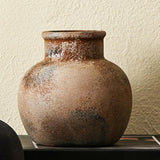 Maxbell Rustic Ceramic Vase Wabi Sabi Table Centerpiece Office Farmhouse Flower Vase Rust 15x15x14cm