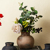 Maxbell Rustic Ceramic Vase Wabi Sabi Table Centerpiece Office Farmhouse Flower Vase Rust 15x15x14cm