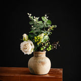 Maxbell Rustic Ceramic Vase Wabi Sabi Table Centerpiece Office Farmhouse Flower Vase Rust 15x15x14cm