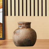 Maxbell Rustic Ceramic Vase Wabi Sabi Table Centerpiece Office Farmhouse Flower Vase Rust 15x15x14cm