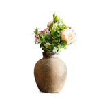Maxbell Rustic Ceramic Vase Wabi Sabi Table Centerpiece Office Farmhouse Flower Vase Rust 12.7x12.7x15cm