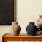Maxbell Rustic Ceramic Vase Wabi Sabi Table Centerpiece Office Farmhouse Flower Vase Rust 12.7x12.7x15cm