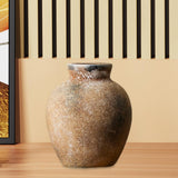 Maxbell Rustic Ceramic Vase Wabi Sabi Table Centerpiece Office Farmhouse Flower Vase Rust 12.7x12.7x15cm