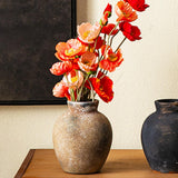 Maxbell Rustic Ceramic Vase Wabi Sabi Table Centerpiece Office Farmhouse Flower Vase Rust 12.7x12.7x15cm