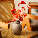 Maxbell Rustic Ceramic Vase Wabi Sabi Table Centerpiece Office Farmhouse Flower Vase Rust 12.7x12.7x15cm