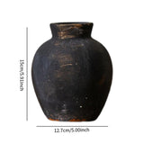 Maxbell Rustic Ceramic Vase Wabi Sabi Table Centerpiece Office Farmhouse Flower Vase Black 12.7x12.7x15cm