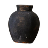 Maxbell Rustic Ceramic Vase Wabi Sabi Table Centerpiece Office Farmhouse Flower Vase Black 12.7x12.7x15cm