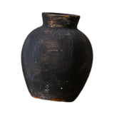Maxbell Rustic Ceramic Vase Wabi Sabi Table Centerpiece Office Farmhouse Flower Vase Black 12.7x12.7x15cm