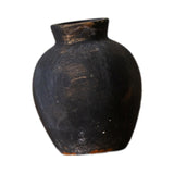 Maxbell Rustic Ceramic Vase Wabi Sabi Table Centerpiece Office Farmhouse Flower Vase Black 12.7x12.7x15cm