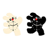 Maxbell Cartoon Cat Shaped Wall Clock Silent for Housewarming Gift Farmhouse Kitchen Beige