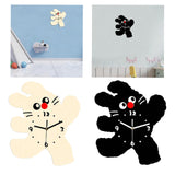 Maxbell Cartoon Cat Shaped Wall Clock Silent for Housewarming Gift Farmhouse Kitchen Beige