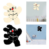 Maxbell Cartoon Cat Shaped Wall Clock Silent for Housewarming Gift Farmhouse Kitchen Beige
