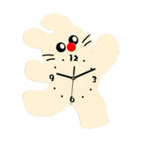 Maxbell Cartoon Cat Shaped Wall Clock Silent for Housewarming Gift Farmhouse Kitchen Beige