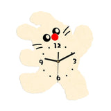 Maxbell Cartoon Cat Shaped Wall Clock Silent for Housewarming Gift Farmhouse Kitchen Beige